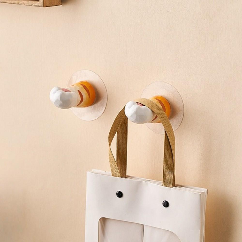 Orange Cat Claw Wall Mounted Hook No Drill Drawer Pull Cute Kitty Paw Door Hook  Home Decoration