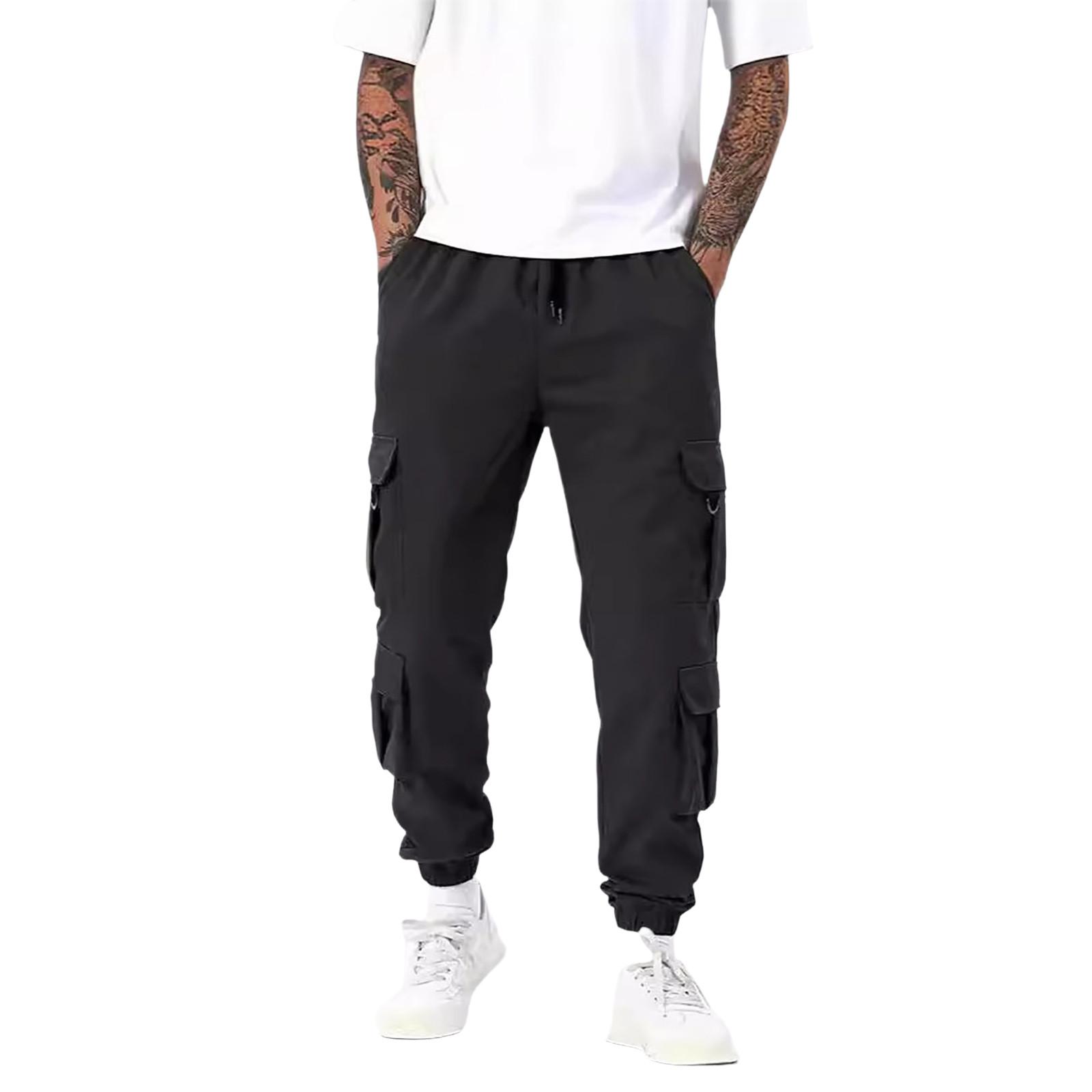 

Повседневные спортивные брюки мужские свободные длинные вставки фитнес бег тренировочные брюки XXL чёрный