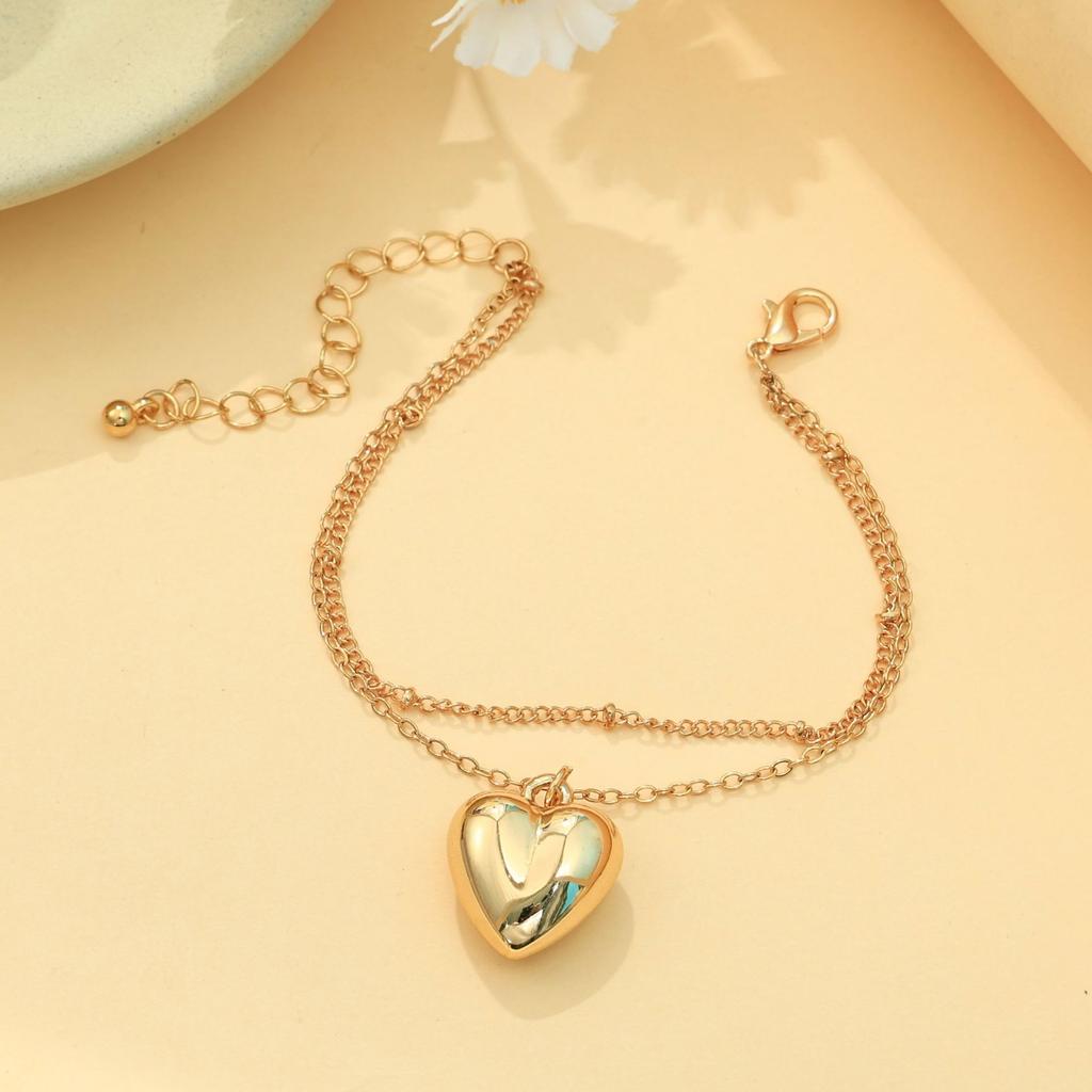 Stylish and simple gold love jewelry set ins blogger same commuting versatile necklace earrings bracelet