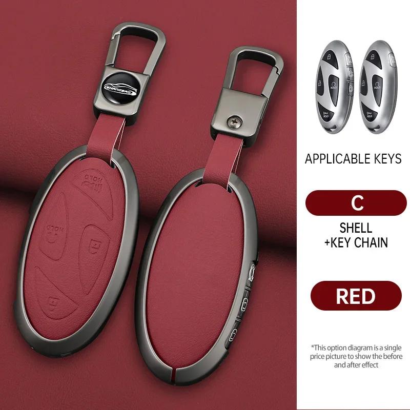 Car Zinc Leather Remote Key Case Cover Holder For Hyundai Ionic 6 Grandeur Gn7 Kona Ev New Grand Prix 5/7Buttons Key Accessories