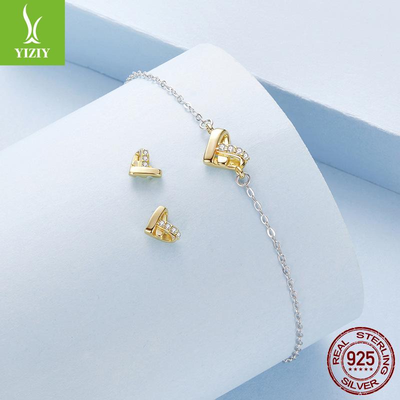S925 Sterling Silver Shining Love Anklet Simple Classic Fashion Heart Anklet Jewelry