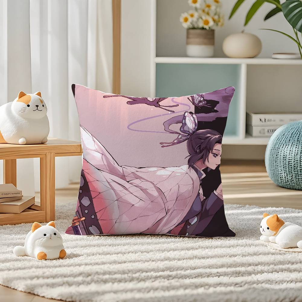 Demon Slayer Shinazugawa Sanemi Anime Plush Pillow Cover Soft Short Plush Cushion Cover For Sofa Bedroom Home Decor Gift
