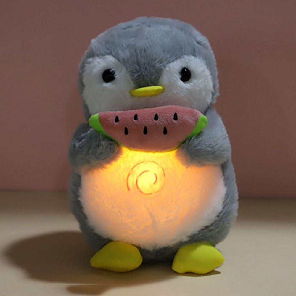 Music Lights Penguin Soothes Plush Toy Heart Sound Sleeping Doll  Newborn Toddler