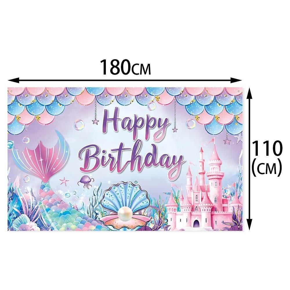 Polyester Photography Background Cartoon Underwater World Themed Birthday Background Decoration 180*110cm Colorful