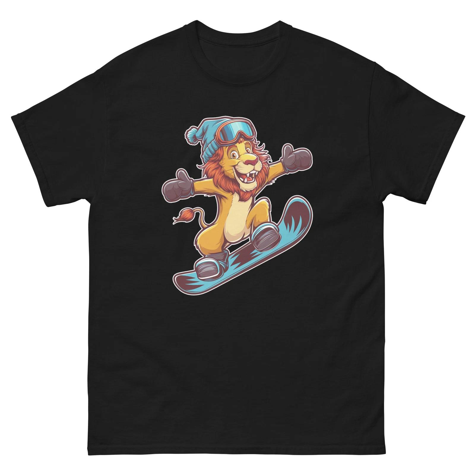 Lion Snowboarding Fun Cartoon Snowboarder Shirt T-Shirt 3XL