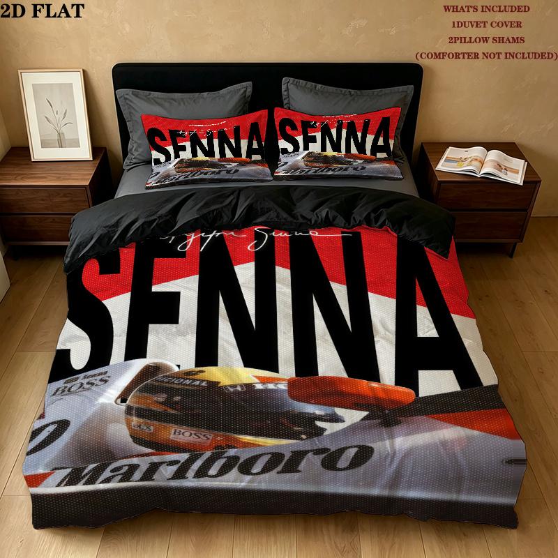 Ayrton Senna Bedding Quilt Set Quilt Cover Pillowcase Home Decoration Birthday Gift (1 * duvet cover + 2 * pillowcase, without core)