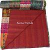 Aizza Trends Handgefertigte Patchwork- und Patola-Arbeit Kantha-Quilt aus reiner Baumwolle - Traditionelle indische Tagesdecke - Vintage Baumwollseide Sari-Quilt