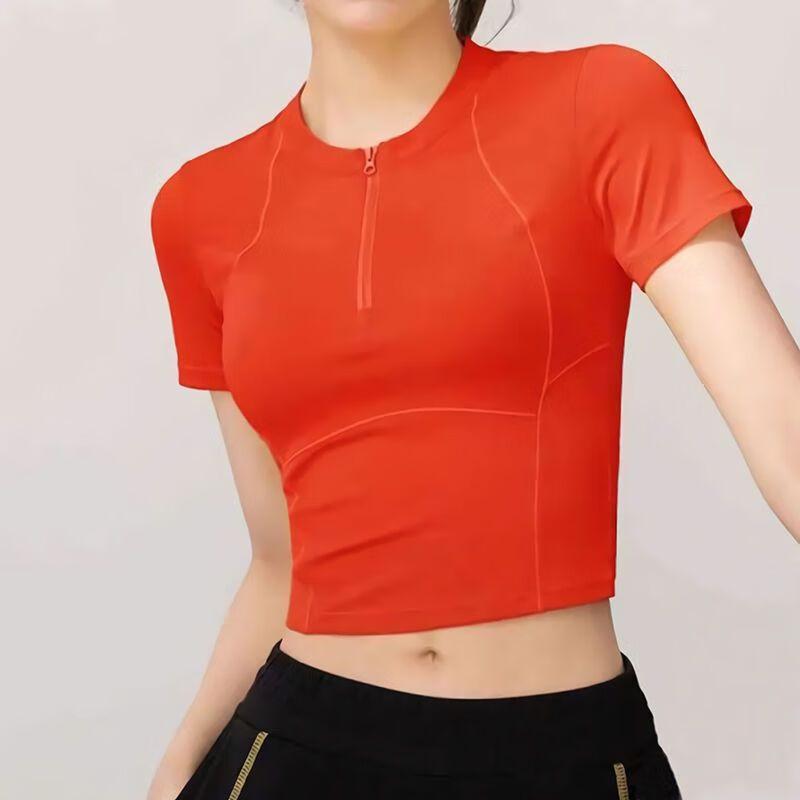 Женский спортивный топ с полумолнией, быстросохнущий S