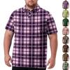 Herren Poloshirt Große Größe Kurzarm Atmungsaktiv Golfshirt Freizeit Arbeitskleidung Hemd mit Kragen und Knöpfen Karierter Aufdruck