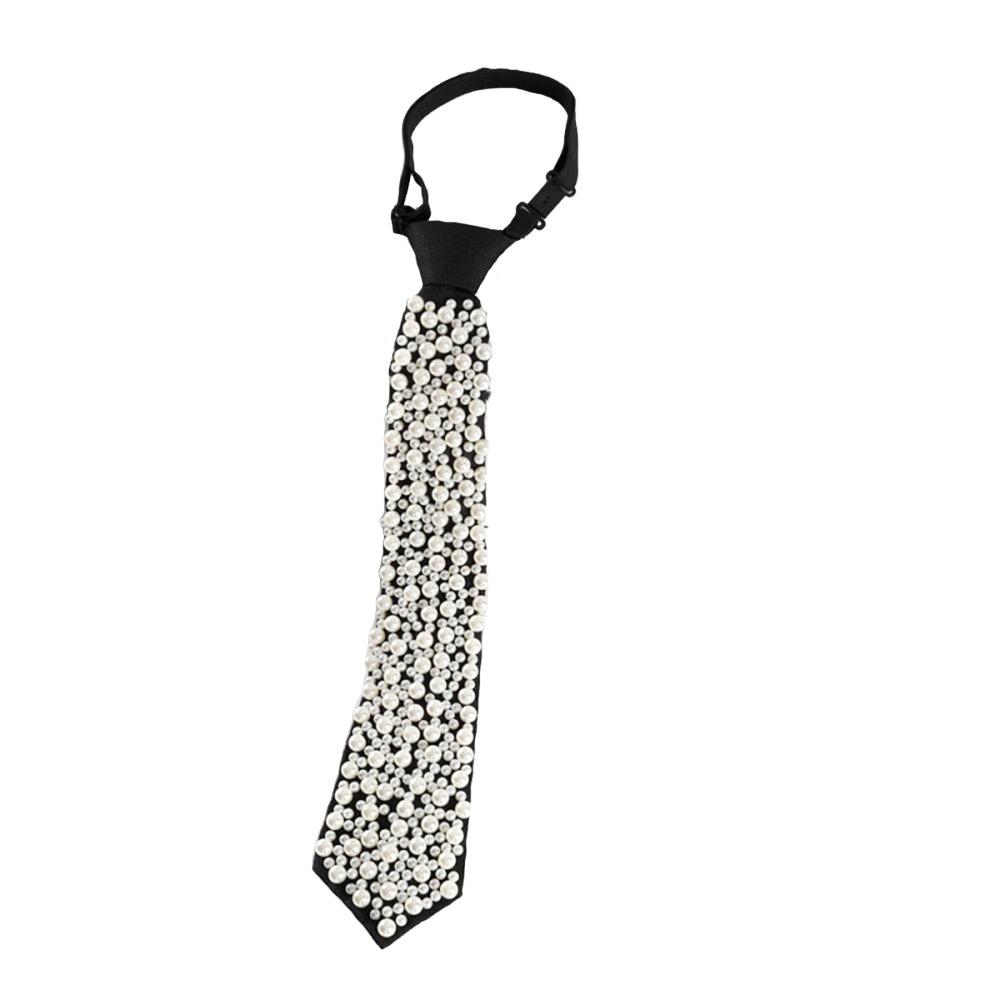 Imitation Pearl Women's Pre-tied Necktie Vintage Lazy Necktie Fashion Neckwear  Uniform Shirt