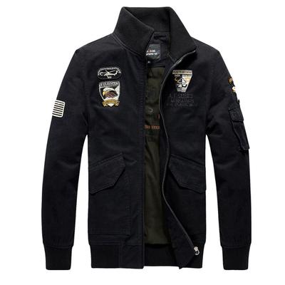 Men's Winter Military Style Jacket Fashion Hawk And Aircraft Embroidery Army Air Force Bomber Coat