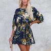 IHUASU Women's Fashion Summer Spring O-Neck Long Sleeve Casual Dresses