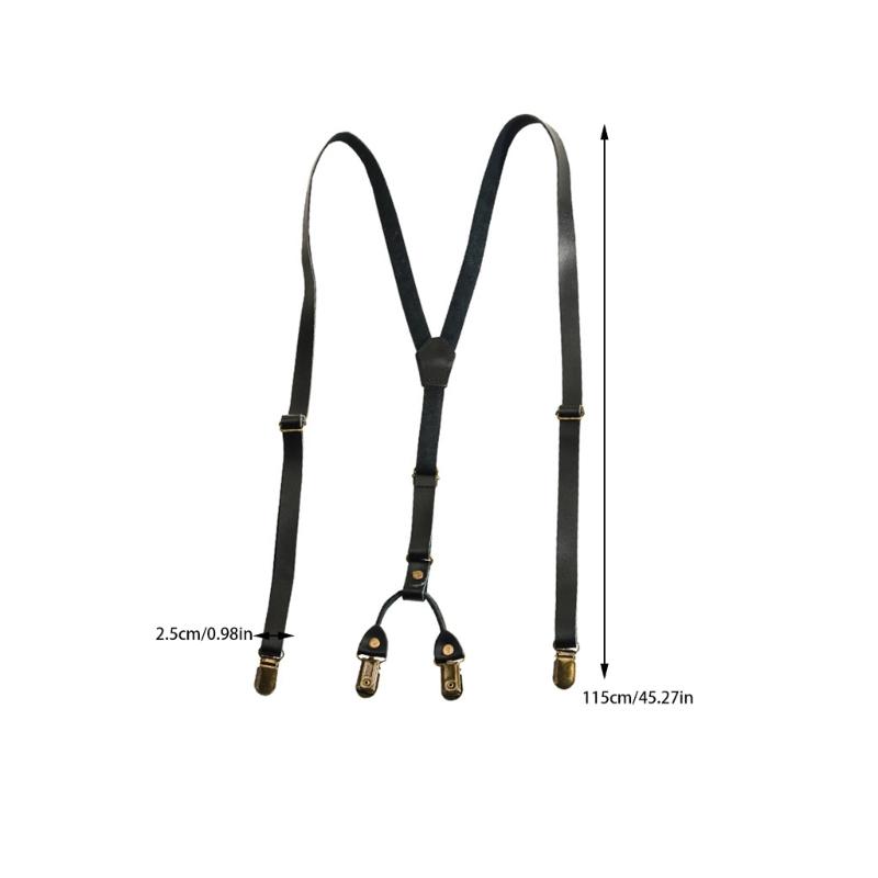 Old Fashion PU Suspenders Belt With 4 Strong Metal Clasp and Y Shape Design For Men Women And Teens Formal Occasion