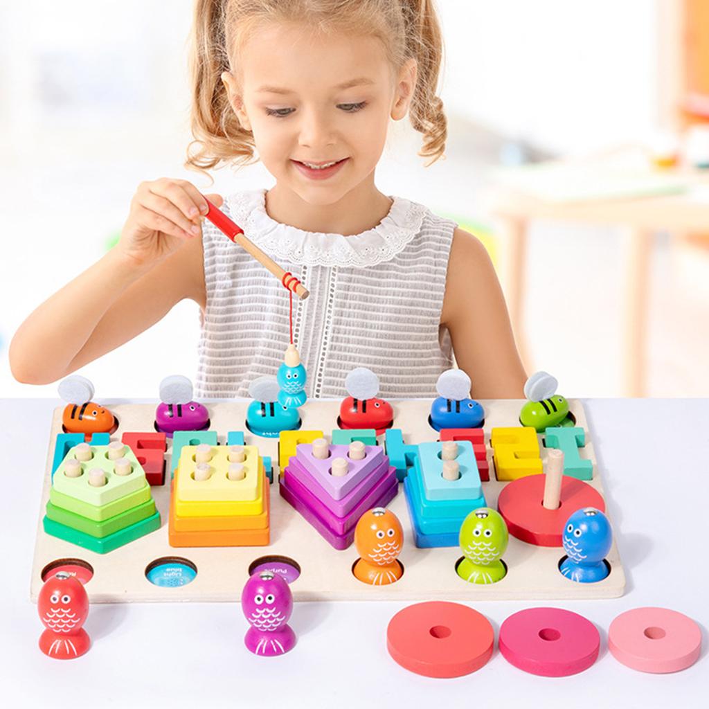 2-in-1 Shape Fishing Set For Preschoolers, Baby Color , Fun Enlightenment, Early Education, Puzzle Toy