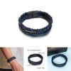 Geometric Style Mens Weaving Leather Wristband With Bead Design For Fashion And Travel