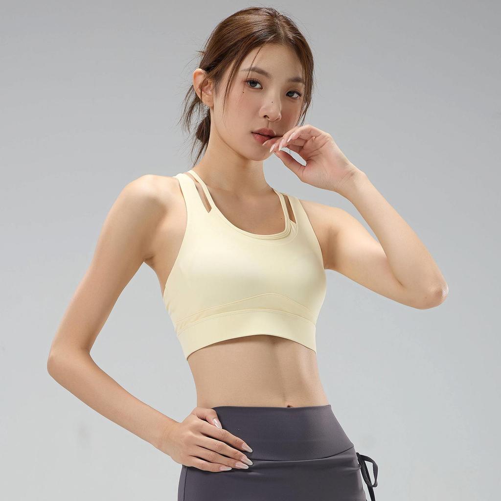 Women's High-Intensity Shockproof Workout Bra - Skin-Friendly, Beautiful Back Design for Pilates, Running, and Yoga.