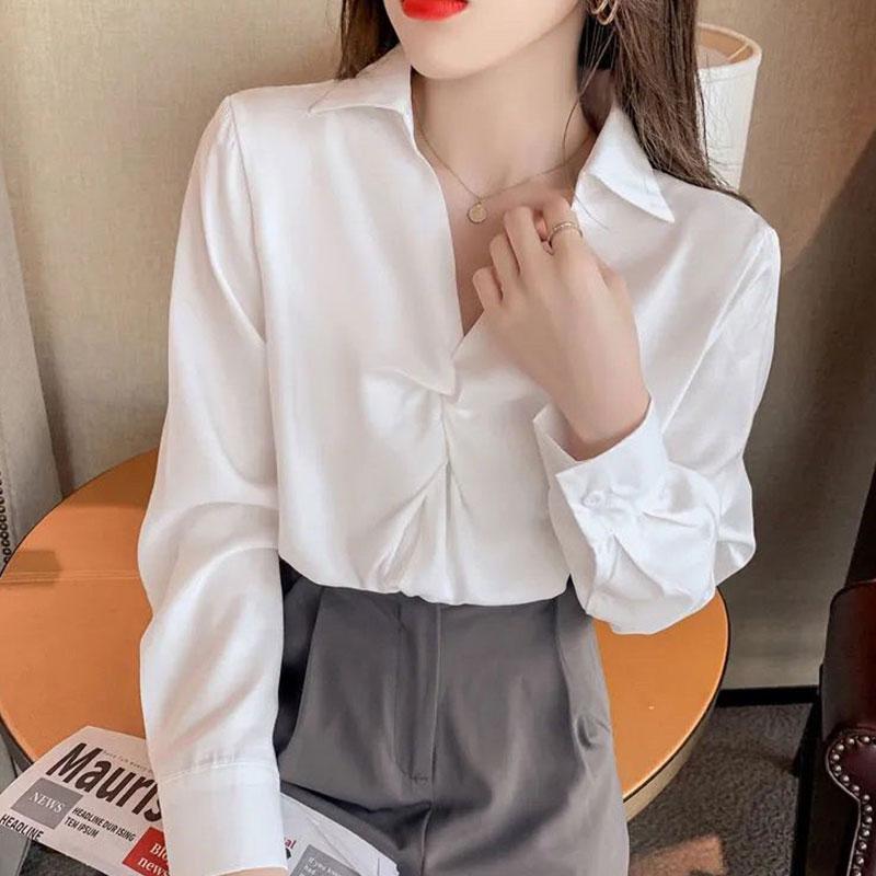 Chiffon Shirt Women's Long Sleeve Bottoming Shirt Spring and Autumn Korean Style Elegant Women's Top