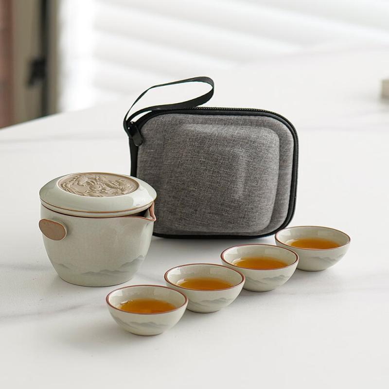 Yulou Ru Kiln Portable Travel Tea Set