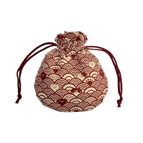Drawstring Bag, Accessory Pouch, Japanese Pattern, Cat Print, Cosmetic Pouch, Drawstring, Lined, Jap