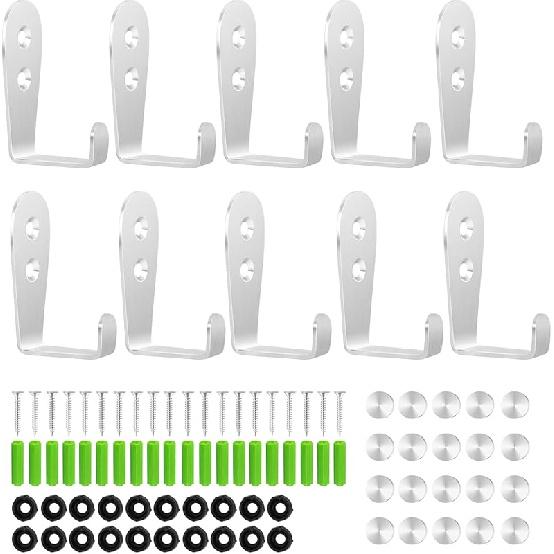 CGBE Coat Hooks for Wall, Heavy Duty Outdoor Hooks for Hanging Towel No Rust Outside Towel Hooks Wall Mounted with Screws and Anchor for Key, Towel, серебряный