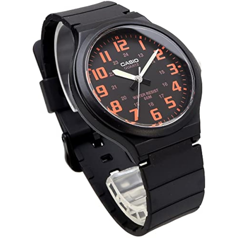 [Casio] Standard STANDARD Analog Quartz Watch MW-240-4BV, No Cosmetic Case, Men's, Black x Orange...
