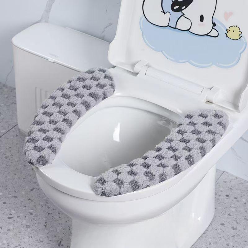 Winter Thick and Warm Toilet Seat Cushion Cover with Cushion Washable and Reusable Mat for Sticky Toilet Seat toilet