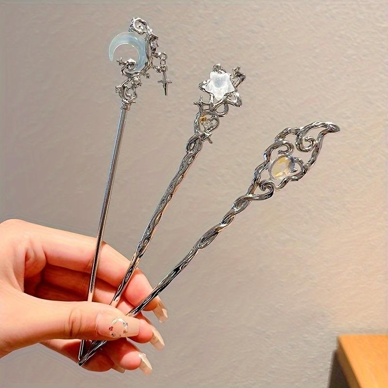 1pc Vintage Moonstone Alloy Hairpin Exquisite Chinese Perfect Gifts for Holiday Parties Daily Wear Hair Sticks Hair Accessories