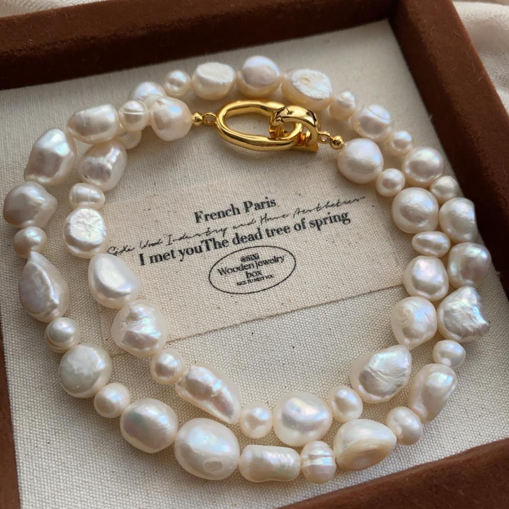 French Light Luxury Special-Shaped Baroque Irregular Natural Freshwater Pearl Necklace Niche High-End Luxury And Elegance