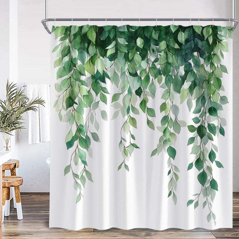 Watercolour Floral Butterflies Shower Curtains Yellow Purple Flower Green Plant Butterfly Minimalist Bathroom Decor Bath Curtain