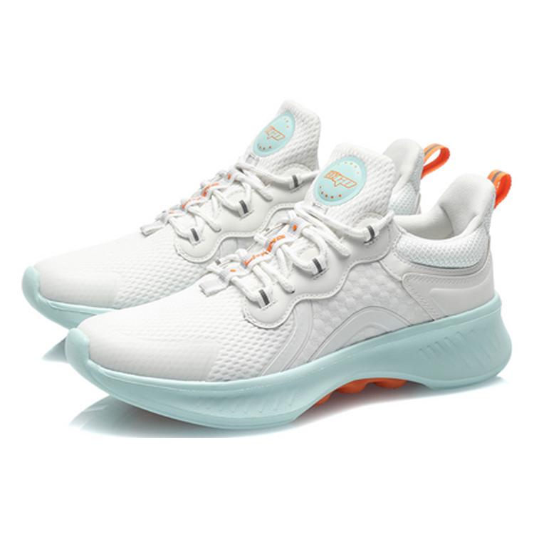 Li Ning Comfortable Cushioning Breathable Lightweight Rebound Low top Running Shoes Women's White Blue AREQ022-1