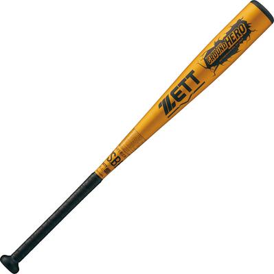 Kij baseballowy dla chłopców ZETT do softballu GROUNDHERO metalowy 80 cm 530 g, średni, złoty, wyprodukowany w Japonii BAT74580 (Super Duralumin) (8200)
