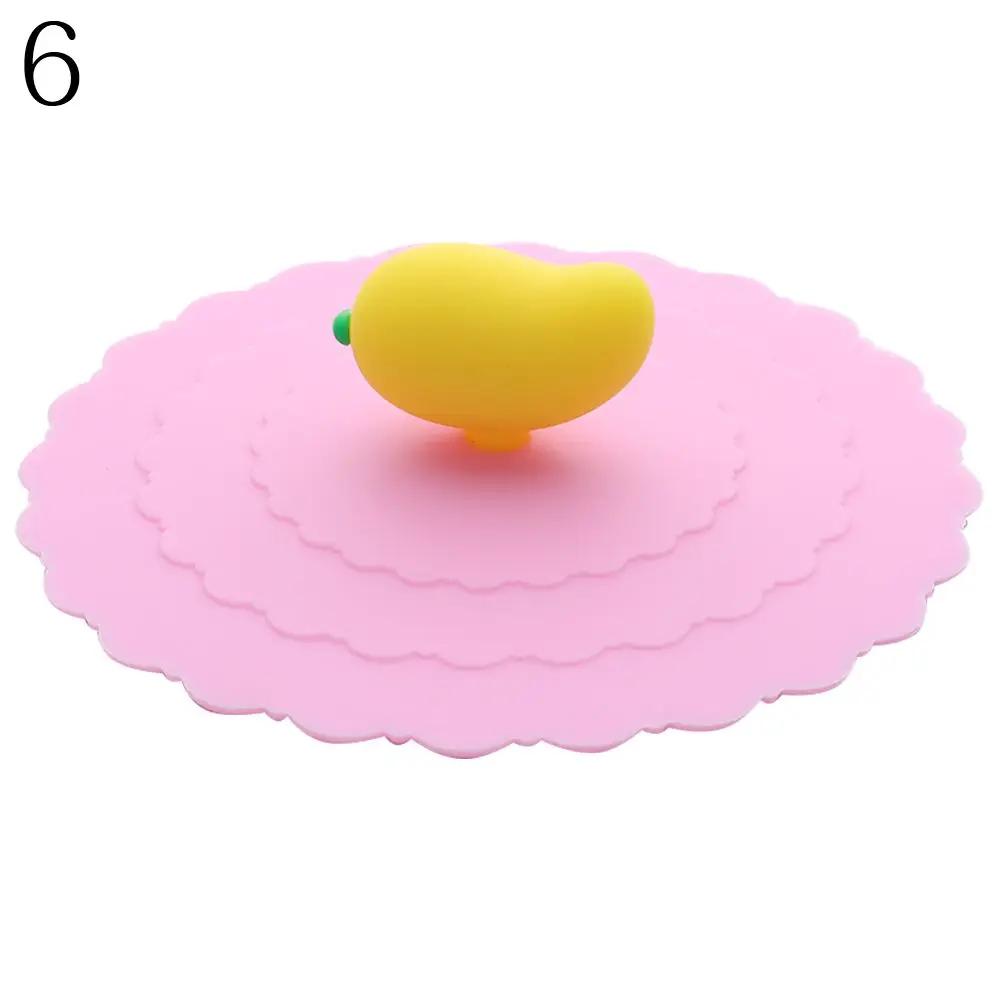 10cm Cartoon Cute Silicone Cup Cover Heat-resistant Leak Proof Sealed Lids Cap Reusable Dustproof Cup Cover Cup Accessories
