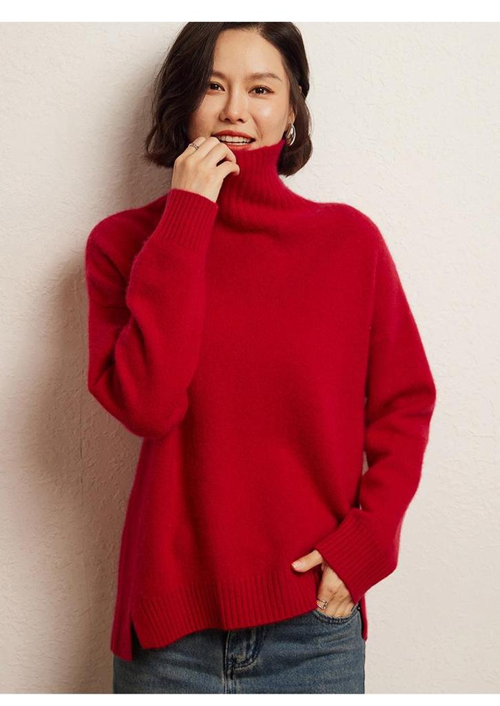 Cashmere Women's High Neck Loose Knit Sweater - Autumn Winter Edition