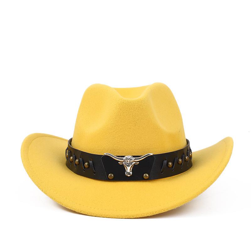 Western Cowboy Wool Felt Hat With Knot Embellishments For Autumn Winter Fashion