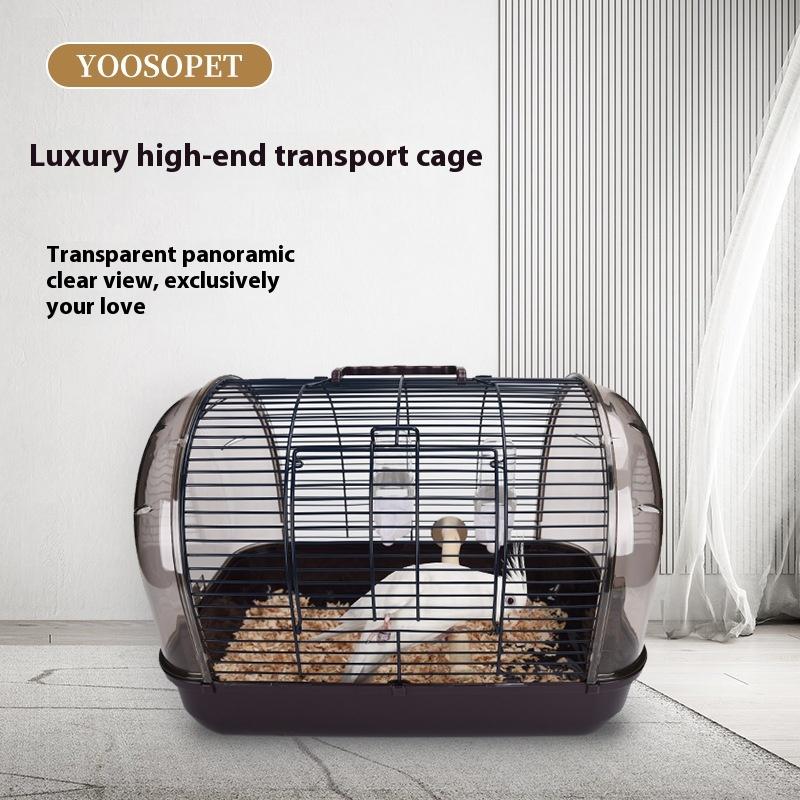 Premium Clear Parrot Carrier Cage Panoramic View Transport Case for Budgies Portable Bird Cage