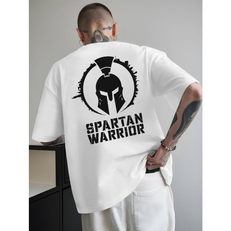 European Size Spartan Warrior Summer Outdoor Sports and Casual Large-size Short-sleeved T-shirts, Men's Trendy Fashion Prints, Loose Base Shirts