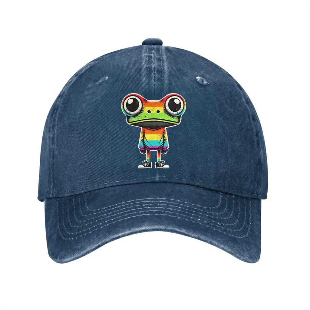 Unisex Frog In Sweater Baseball Cap Cotton Fits Men Women Washed Denim Adjustable Lightweight Dad Cap