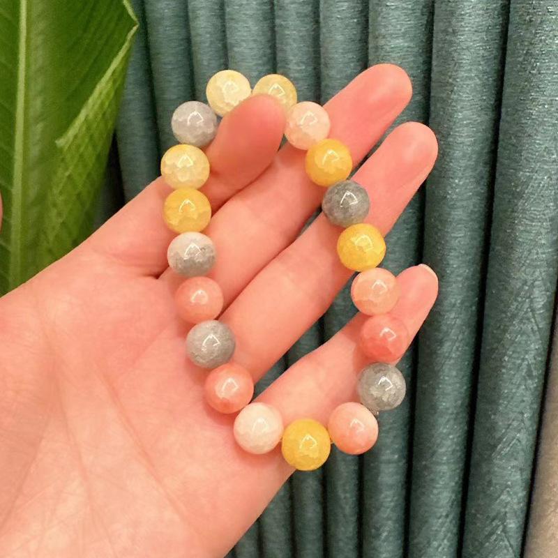 New10mm Glossy Multiple Colors Glass Round Crackle Beads Bracelets for Women Temperament Jewelry Accessories Girlfriend's Gifts