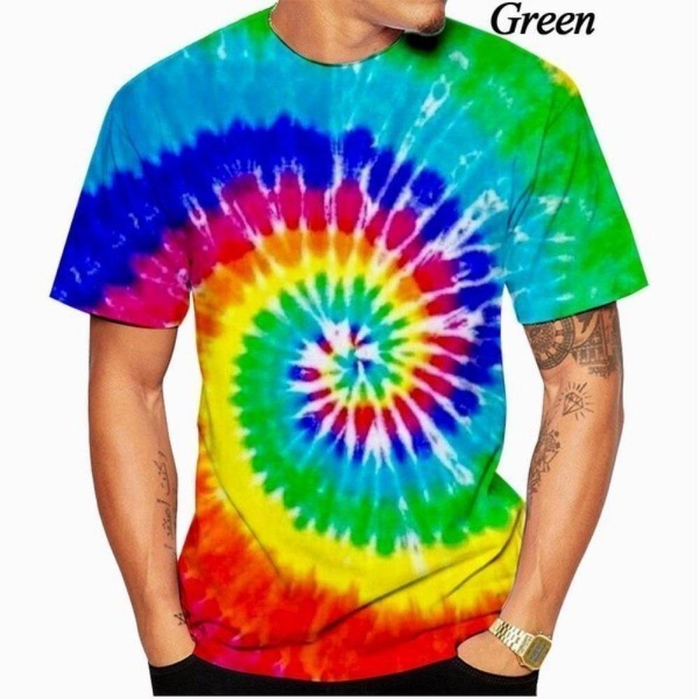 Colorful Tie-D 3D printed men's shirt, unisex short sleeved T-shirt, plus size