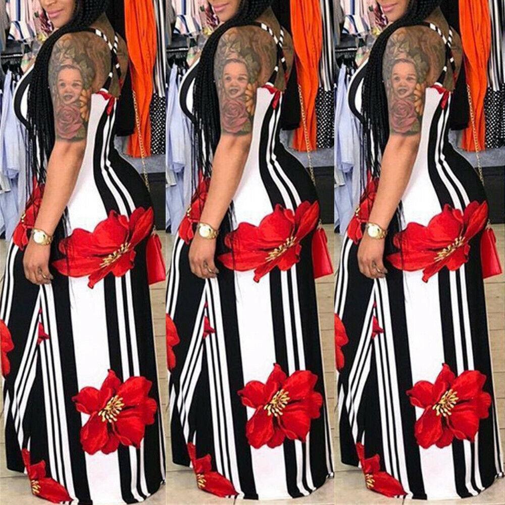 Stunning Plus Size Lady Floral Boho Party Bodycon Maxi Dress For Elegant Occasions