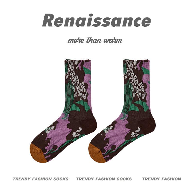 Renaissance Women's Vertical Stripe Lace Socks - Summer/Autumn Trend