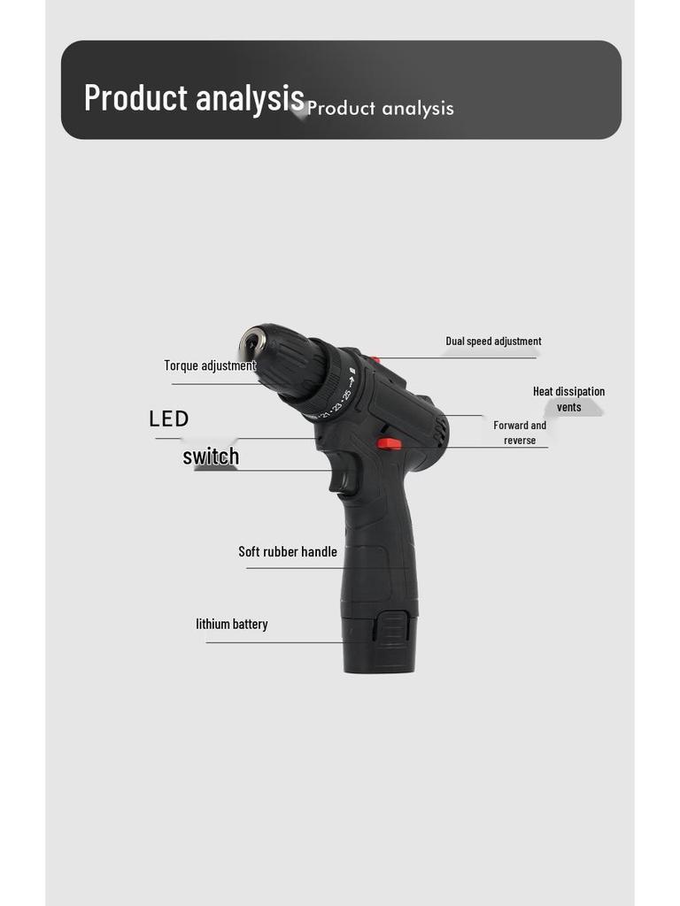 Multifunctional 21V Rechargeable Lithium Electric Drill & 12V Screwdriver