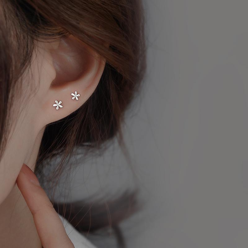 Women's Small Flower Stud Earrings - S925 Silver Needle, Unique Design