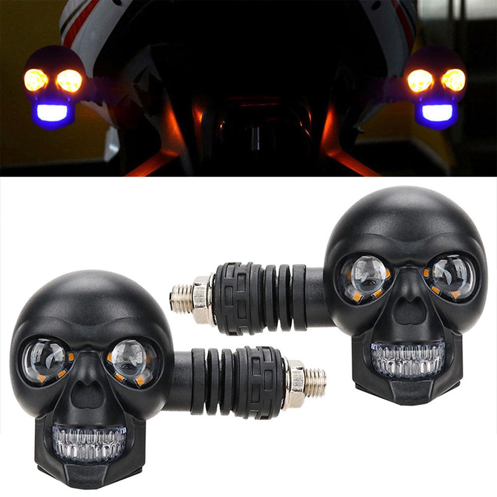 2pcs Motorcycle Lights,Skull Style LED Turn Signal Motorcycle Direction Lights,Indicator Ligh,Skull Turn Signal Indicator Light