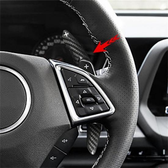 Pair Black Carbon Fiber Steering Wheel Paddle Shifter Extend For Camaro 2016-23