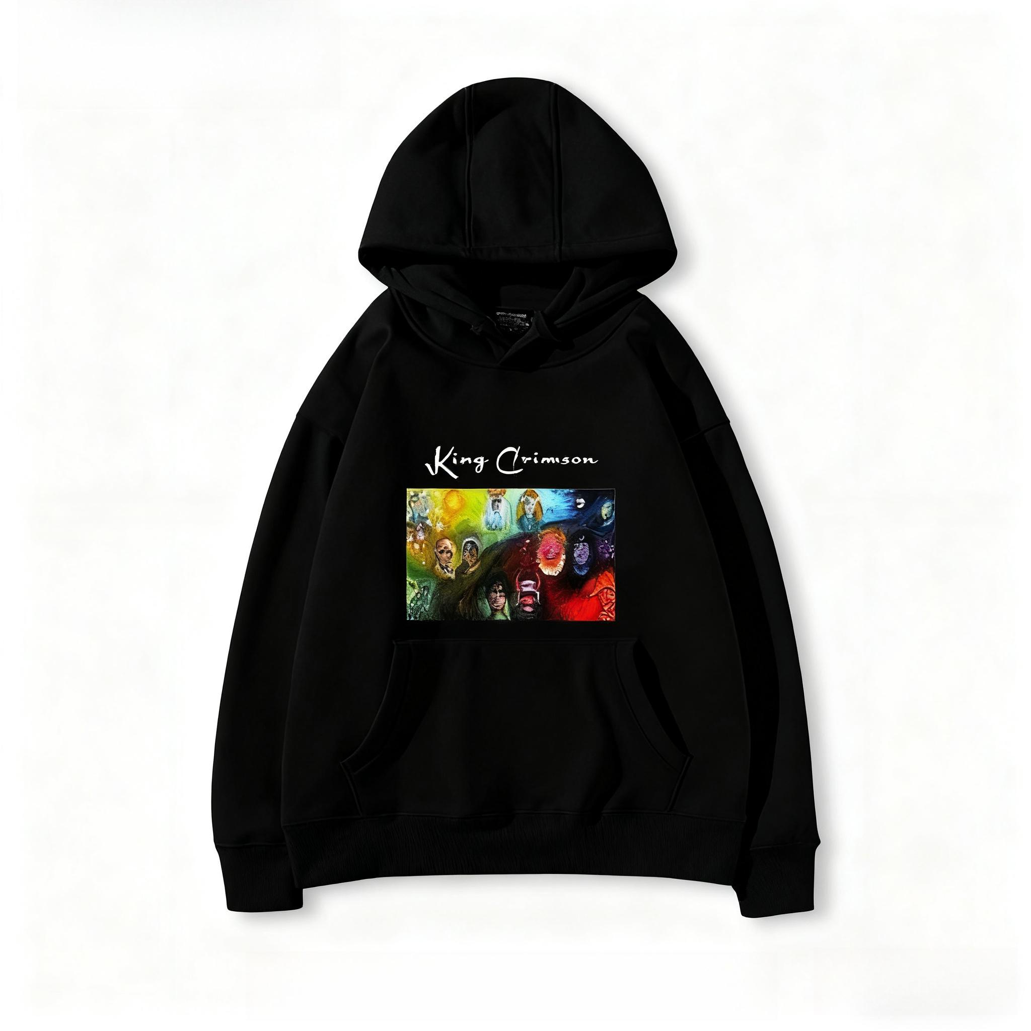 

King Crimson Rock Band Peripheral Hooded Pure Cotton Sweatshirt for Men and Women, Versatile Top for Autumn and Winter 3XL