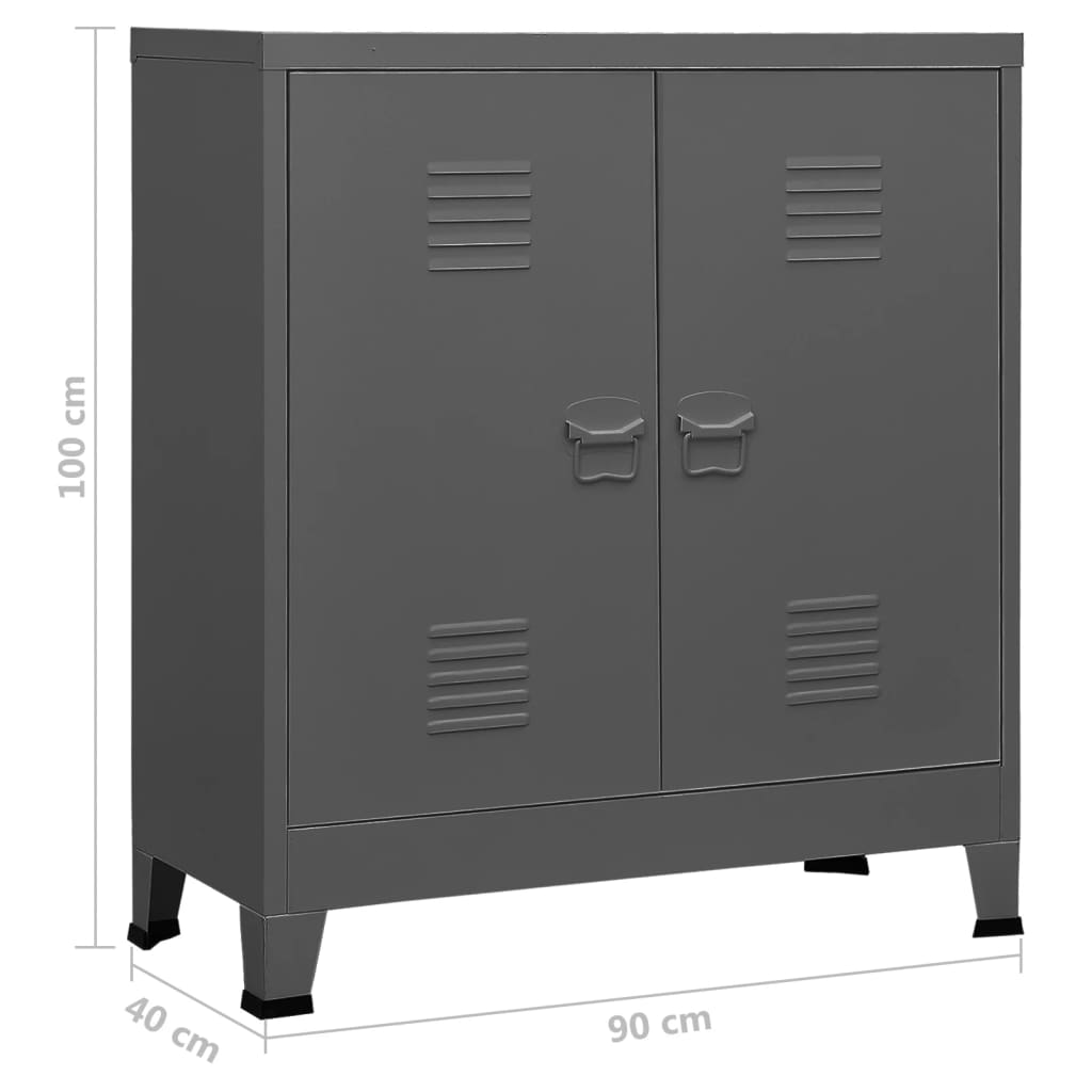 Storage Chest Industrial Style Anthracite 90 x 40 x 100 cm Steel