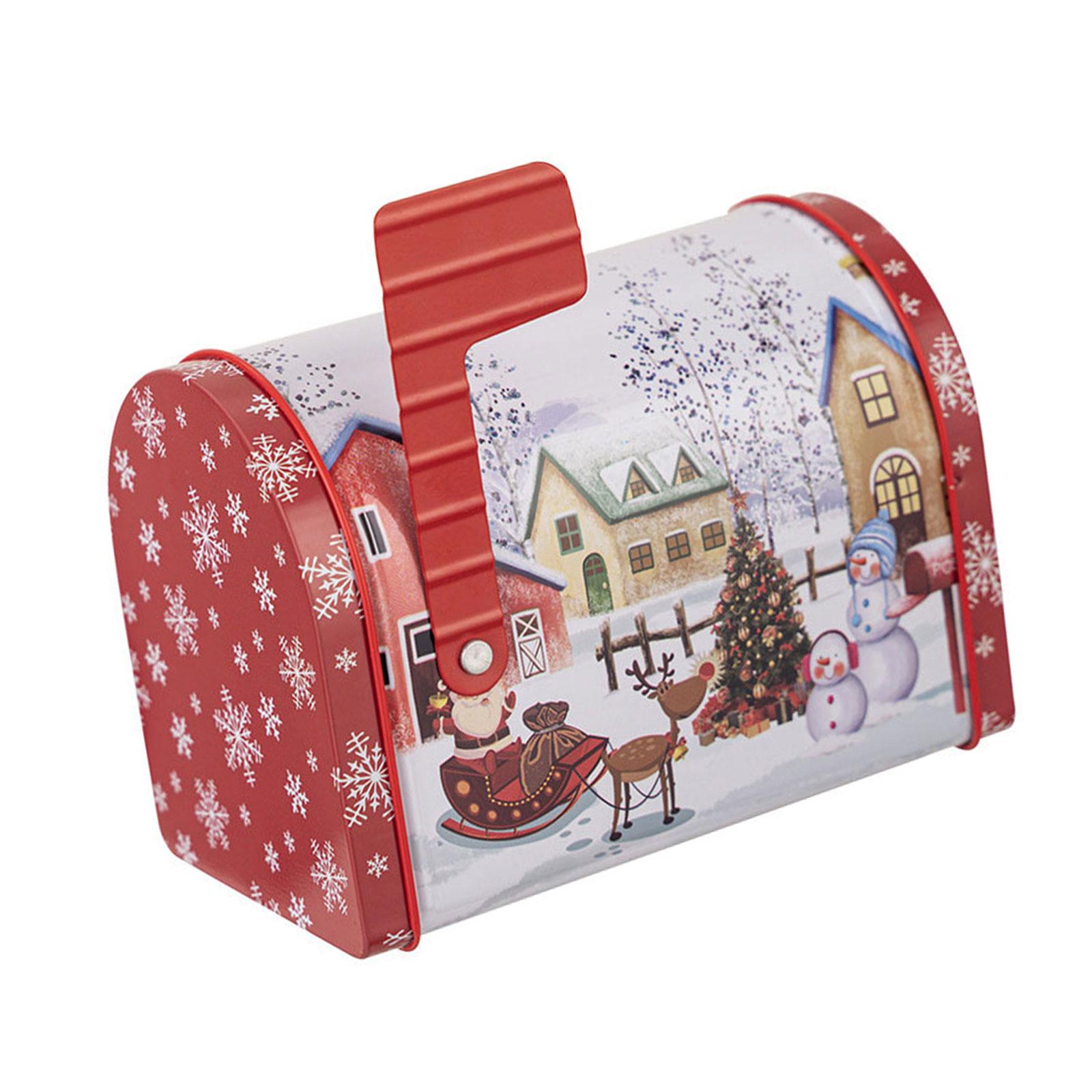 

Миниатюрный рождественский почтовый ящик в форме жестяной декоративный металлический контейнер для хранения конфет и закусок праздничная подарочная коробка A