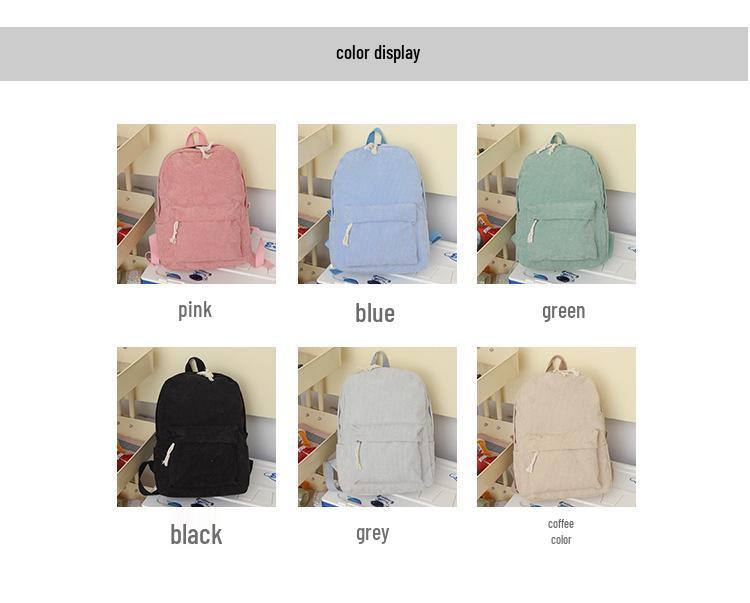 Cross-Border Large Capacity Corduroy Backpack: Versatile, Portable Student Bag for College Style & High School. Lightweight Double-Shoulder Design.