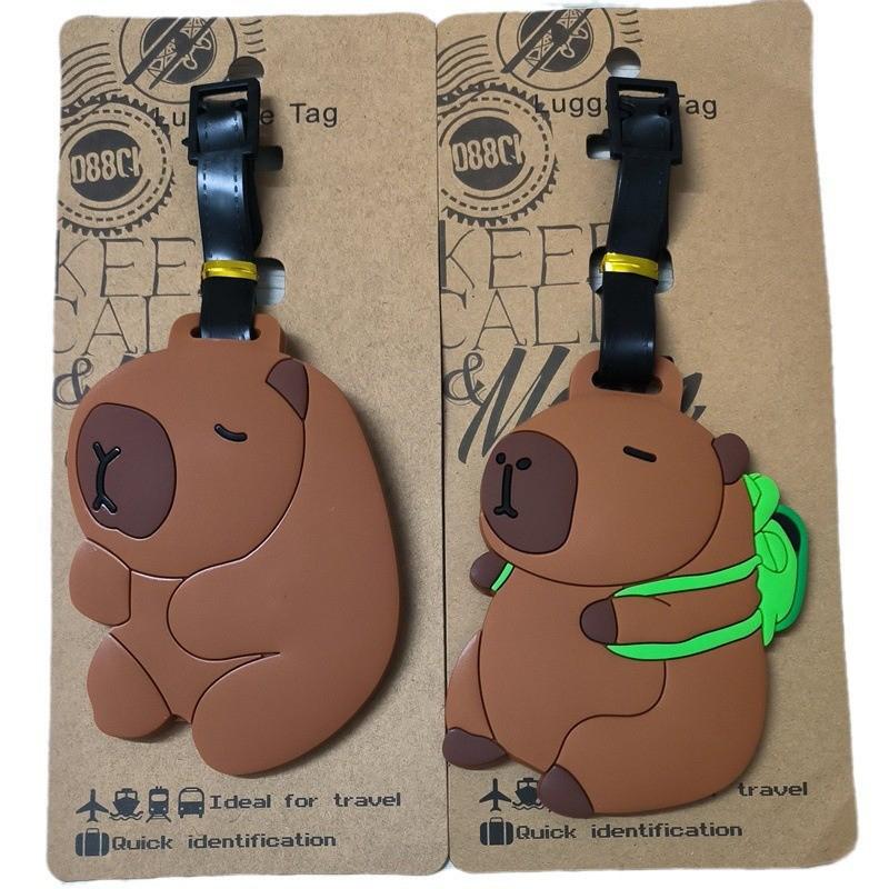 Kawaii Cute Capybara Bagasjemerke Kvinner Reisetilbehør Tegneserie Pvc Bagasjemerke Menn Bærbar Anti-Tap Adresse Navneskilt